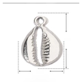 Detailed size specifications for a small shell pendant in polished stainless steel - Small Shell