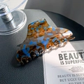 Acetate hair claw clip in tortoiseshell blue and brown pattern for elegant hairstyles - Blue Coffee 10cm