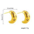 Detail view of 18K gold plated hoop earrings showing dimensions 21mm and 18mm - Star Zirconia C-Shape
