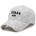 Casquette vintage blanche à carreaux gris avec broderie noire NY&JA 1987 - Réglable / Blanc