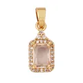 Rectangle gold-plated pendant with champagne stone and micro-pave white zircon stones - Light Champagne/Rectangular