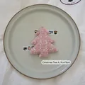 Pink woven Christmas tree patch with sequins for DIY crafts and accessories, 9cmx8cm - Christmas Tree A-10 (Pink Sequin)