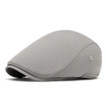 Men's minimalist grey striped beret cap with vintage breathable metal eyelets - Light Gray