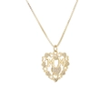 Gold heart MOM pendant necklace with colorful cubic zirconia and sparkling micro-insets - Double Letter 'MM' Heart-Gold