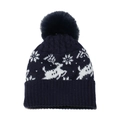 Dettaglio della maglia del berretto blu scuro con motivi di renne e fiocchi di neve - M(56-58cm) / Blu Notte
