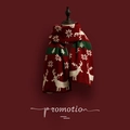 Christmas red knitted scarf with white reindeer and snowflake patterns for winter - 160x32cm / Reindeer Red