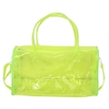 Neon yellow transparent PVC beach tote bag with top handles and adjustable strap - Fluorescent Green