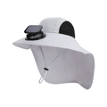Chapeau de soleil gris avec ventilateur solaire, protège-nuque et maille respirante - Style de Ventilateur Solaire / Gris clair
