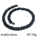 Black stainless steel Byzantine chain necklace for men in 450x10mm punk style - 10mm x 18cm / Black