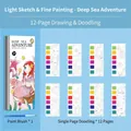 Deep Sea Adventure portable kids watercolor coloring book set with 12 pages and brush - Deep Sea Adventure (Includes 1 Brush)