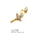 Golden ballet dancer pendant with zircon inlay and copper finish for jewelry DIY - 11# (Ballerina)