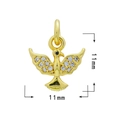 18K gold plated bird charm with sparkling zirconia, 11mm animal pendant DIY jewelry - Black Eye Dove / Gold - Bird 1573