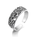 Vintage silver adjustable open ring featuring intricate eyeball pattern and retro finish - Multi-Eye Relief Style (HZS2137-9)