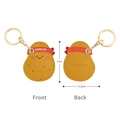 Potato shaped PU leather card holder keychain in ginger yellow with cute face - Fighting Potato