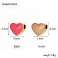 French style stainless steel heart charm pendants in red and khaki for DIY jewelry making - Red and Khaki