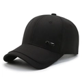 Berretto da baseball classico in cotone nero da uomo con elegante logo in metallo laterale - Nero Bordo Nero