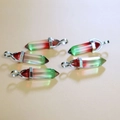 Set of five hexagonal crystal pendants with a red and green gradient finish - Red Green Gradient