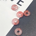 Five pink strawberry quartz donut beads with natural translucent mineral texture - Synthetic Watermelon Red 1PC