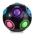 Black puzzle rainbow ball toy with colorful pressure buttons for stress relief and focus - OPP Bag / Black
