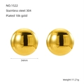Pendientes de botón de cúpula de 34mm en acero inoxidable 304 chapado en oro 18k - Dorado