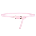 Elegant soft pink PU leather skinny belt with golden oval buckle in a stylish knotted style - Pink