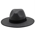 Dettaglio di un cappello fedora in feltro grigio scuro con nastro in gros-grain nero - M(56-58cm) / grigio scuro