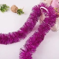 Close-up of fluffy purple metallic tinsel garland for Christmas and party decorations - 2M Length * 9CM Width 5-Layer / Rose Red