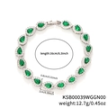 Detailed view of pear-cut emerald cubic zirconia bracelet in silver setting - Green Zirconia Platinum