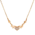 Golden heart-shaped necklace featuring sparkling crystals and vintage butterfly tassel details - Angel Wings Heart (X875)