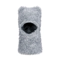 Grey plush winter balaclava hood with cute ears and warm thermal fleece lining - Gray