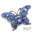 Blue rhinestone butterfly brooch in silver-tone alloy, dimensions 9.0 by 5.9 cm - Style 54/Blue Series Retro Full Rhinestone