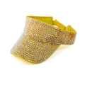 Detail of yellow sun visor cap covered in shimmering rhinestones for outdoor protection - Yellow with AB Rhinestones
