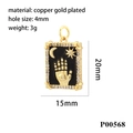 Macro detail of Hamsa Hand and Evil Eye pendant with 18k gold plating and zircon dimensions - Gold-Black Enamel Rectangle
