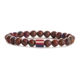 Rainbow beaded elastic bracelet with a central American flag charm on white background - Malachite Short