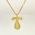 Polished gold bubble letter T pendant necklace with fine box chain for women - Letter T / Gold