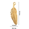 Pendentif plume doré détaillé avec texture veinée et dimension de hauteur de 34,2 mm - Style Plume Dorée (DZ-003)