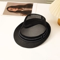 Cappello fedora da uomo in mesh traspirante nero con protezione solare e fascia decorativa - L(58-60cm) / Nero