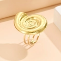 Golden sea shell open ring with brushed texture finish and triple-layered band design - J02886 / Gold