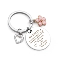 Porte-clés grande sœur en acier inoxydable avec cœur creux et fleur rose - Style de citation fleur rose My Sister (JR18)