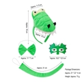 Set costume da coccodrillo verde per bambini con cerchietto, maschera e coda lunga - Set Dinosauro Verde 3D da 3 Pezzi + Adesivo Facciale Coccodrillo