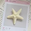 Creamy white starfish resin hair clip with textured surface on aesthetic card - 5664 Artificial Starfish Hair Clip-Milk White