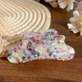 Cloud-shaped acetate hair claw clip with colorful marble floral texture for women - Ribbon Purple