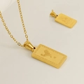 18K gold plated stainless steel necklace with Chinese zodiac rooster pendant and Buddha plaque - Rooster / Acalanatha