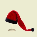 Soft plush red Christmas hat with navy blue faux fur trim on a minimalist metal stand - 80*32cm / 80CM Red-Black Short Plush Adult
