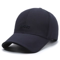 Gorra de béisbol clásica azul oscuro con bordado Sport blanco en tela de alta calidad - Ajustable / Azul marino