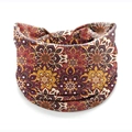 Bohemian mandala flower elastic headband in deep red and golden yellow colors - Style 21