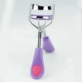 Wide-angle stainless steel eyelash curler with purple handle and heart pattern - Dark Purple Handle Rose Red Heart (With Comb)