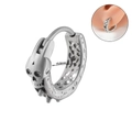 Orecchino a cerchio teschio gotico in acciaio argento con diametro interno 10,8mm - NO 3 - Teschio gotico