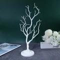 White coral tree jewelry display stand for necklaces and earrings on a round base - White Tree Branch With Round Plaster Base