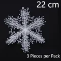 White 22cm snowflake Christmas tree ornaments, pack of 3 decorative hanging snowflakes - 22cm (3pcs/pack)